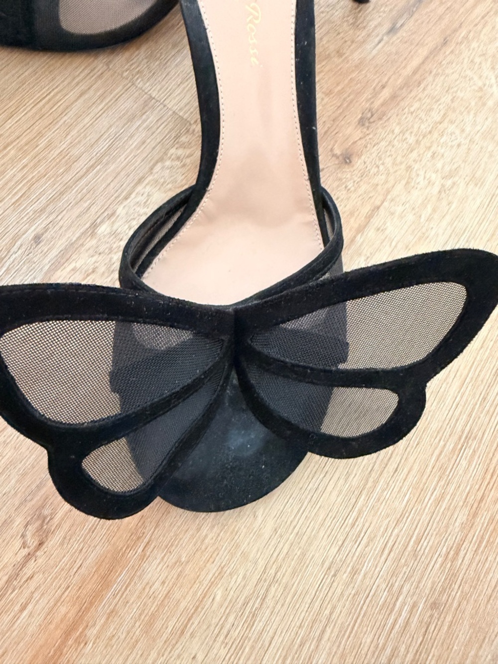 Gianvito Rossi llia Suede Butterfly Mules Black 70mm-Size 38 - Picture 4 of 5